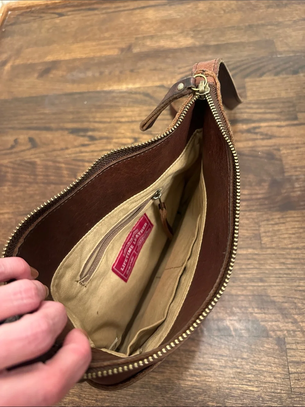 Unisex Brown Leather Messenger Crossbody Bag